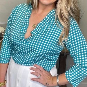 Michele McDowell XXL gingham ruffle collar top